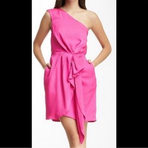 BCBGeneration Womens Dress Candy Pink One Shoulder Cocktail Mini Dress Size 6